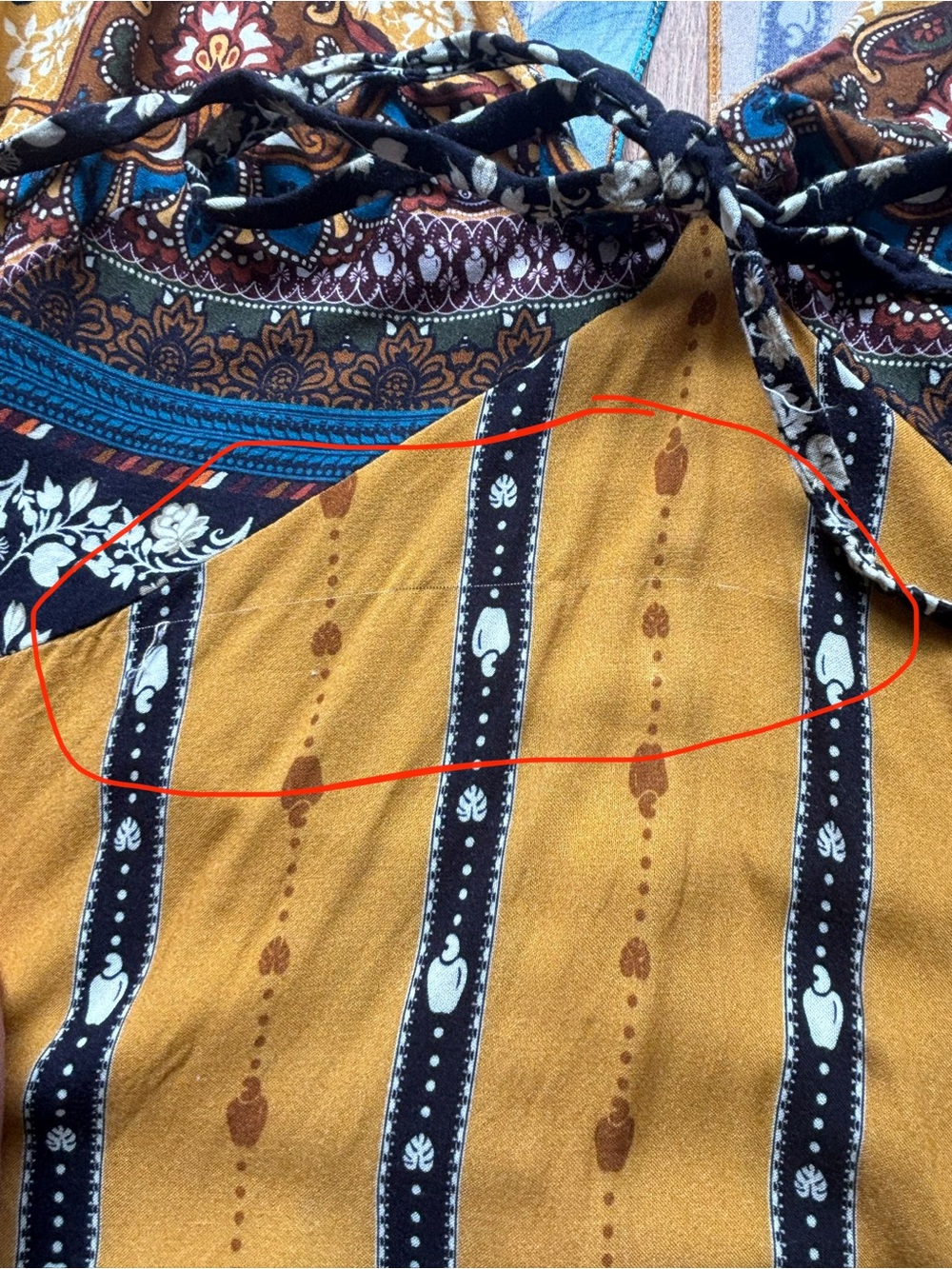 Farm Rio Brazil Mustard Yellow Butterfly Tie-Front Boho Women's Dress - Picture 10 of 11